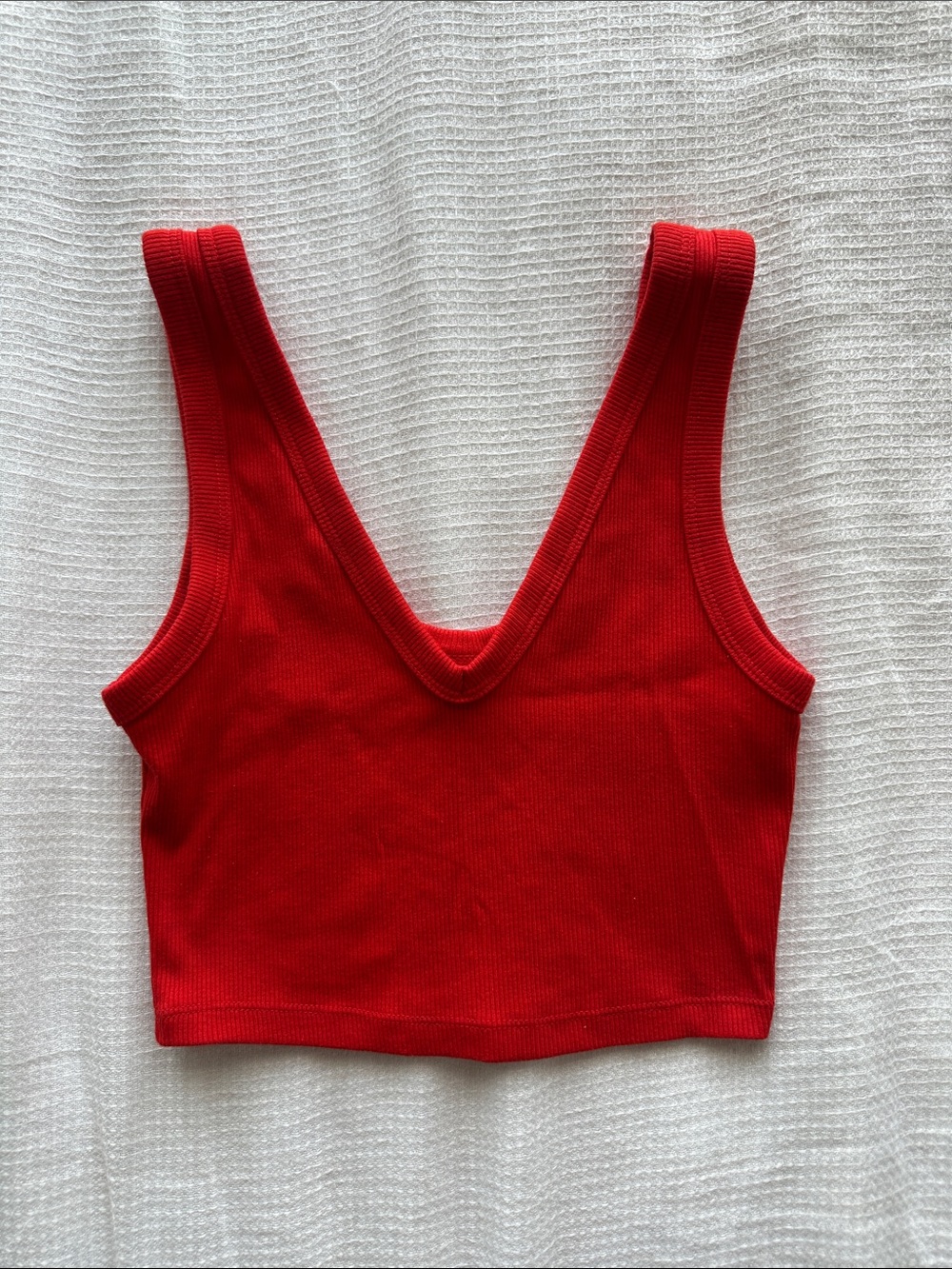 wild fable Red V-Neck Ribbed Crop Tank